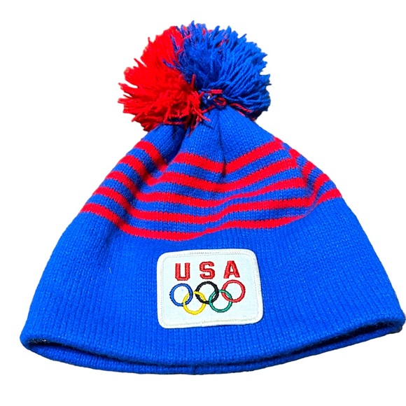 Vintage Drew Pearson Team USA Olympics Beanie Hat Pom Clutch Winter - Picture 12 of 12